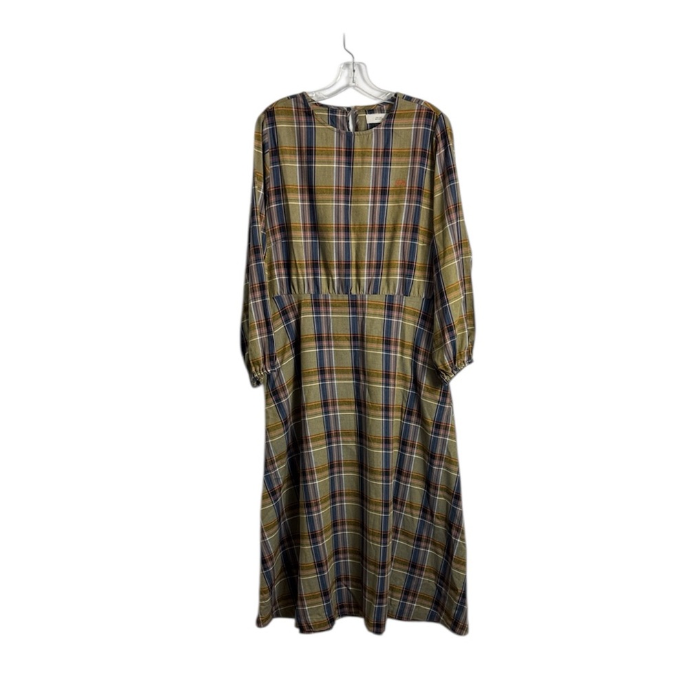 The Tiny Big Sister Flannel Plaid Midi Long Sleeve Cotton Wool Dress